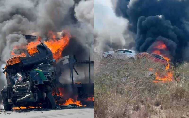 Colisão entre carretas deixa dois mortos e interdita trecho da BR-116 entre Itatim e Milagres