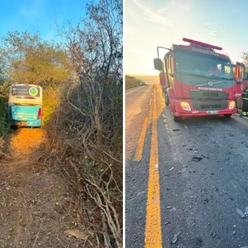 Colisão entre ônibus e picape deixa jovem morto e mulher ferida na BA-026
