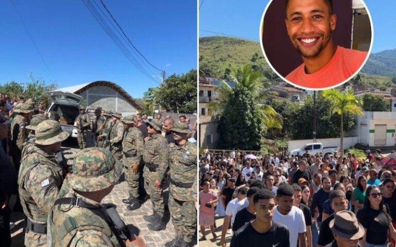 Multidão se despede do soldado Ronan Paixão durante sepultamento em Itagi