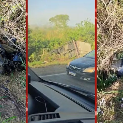 Uma pessoa morre após carro e caminhão caírem em ribanceira na Bahia
