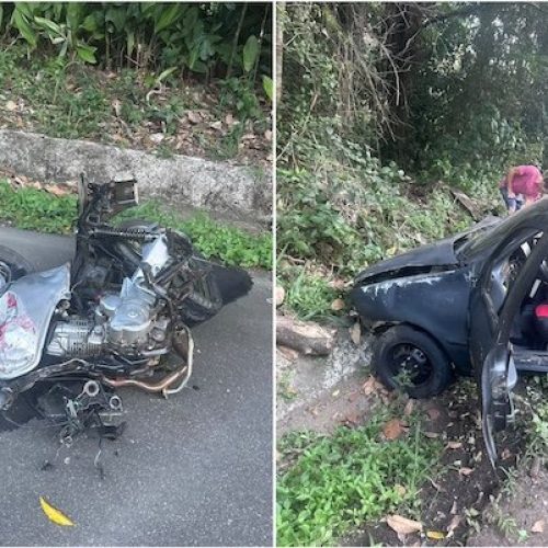 Motociclista fica gravemente ferido em colisão com carro na BR-101, no município de Ibirapitanga