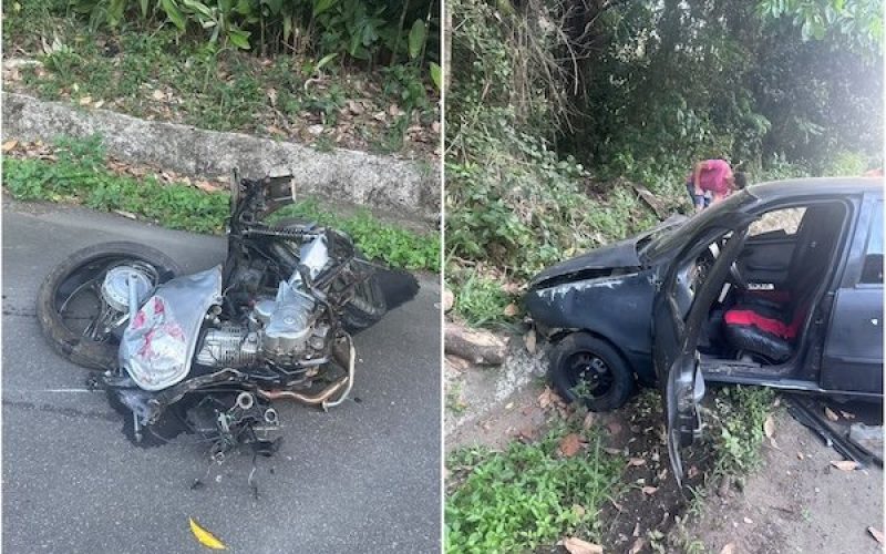 Motociclista fica gravemente ferido em colisão com carro na BR-101, no município de Ibirapitanga